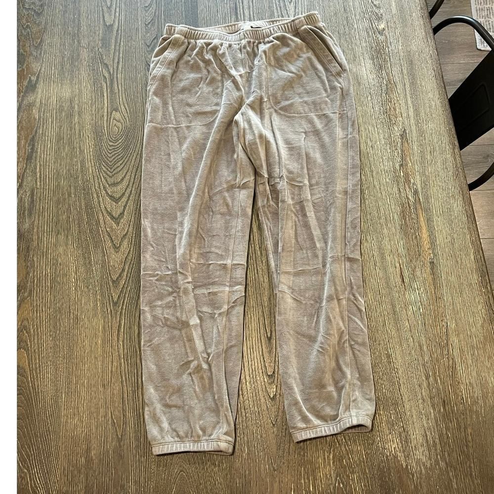 Aerie Womens Velvet Jogger Pants Elastic Waist Side Pockets Pull-On Gray Size M